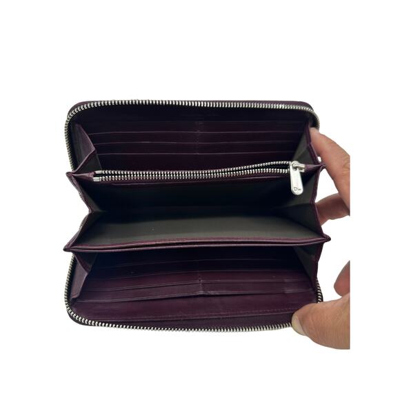 Christian Dior‎ Diorissimo Pattern Vingtage Continental Patton Burgundy Wallet - Picture 6 of 11